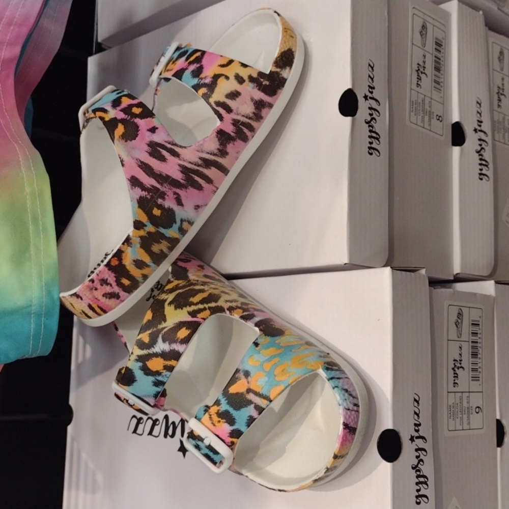 NWT Mama Mia Pink Leopard Slip on Sandal Slide
